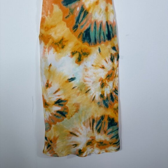 Selfie Leslie Show Me Love Cowl Neck Midi Dress Tie Die Orange Multi Women's XS - Picture 5 of 14